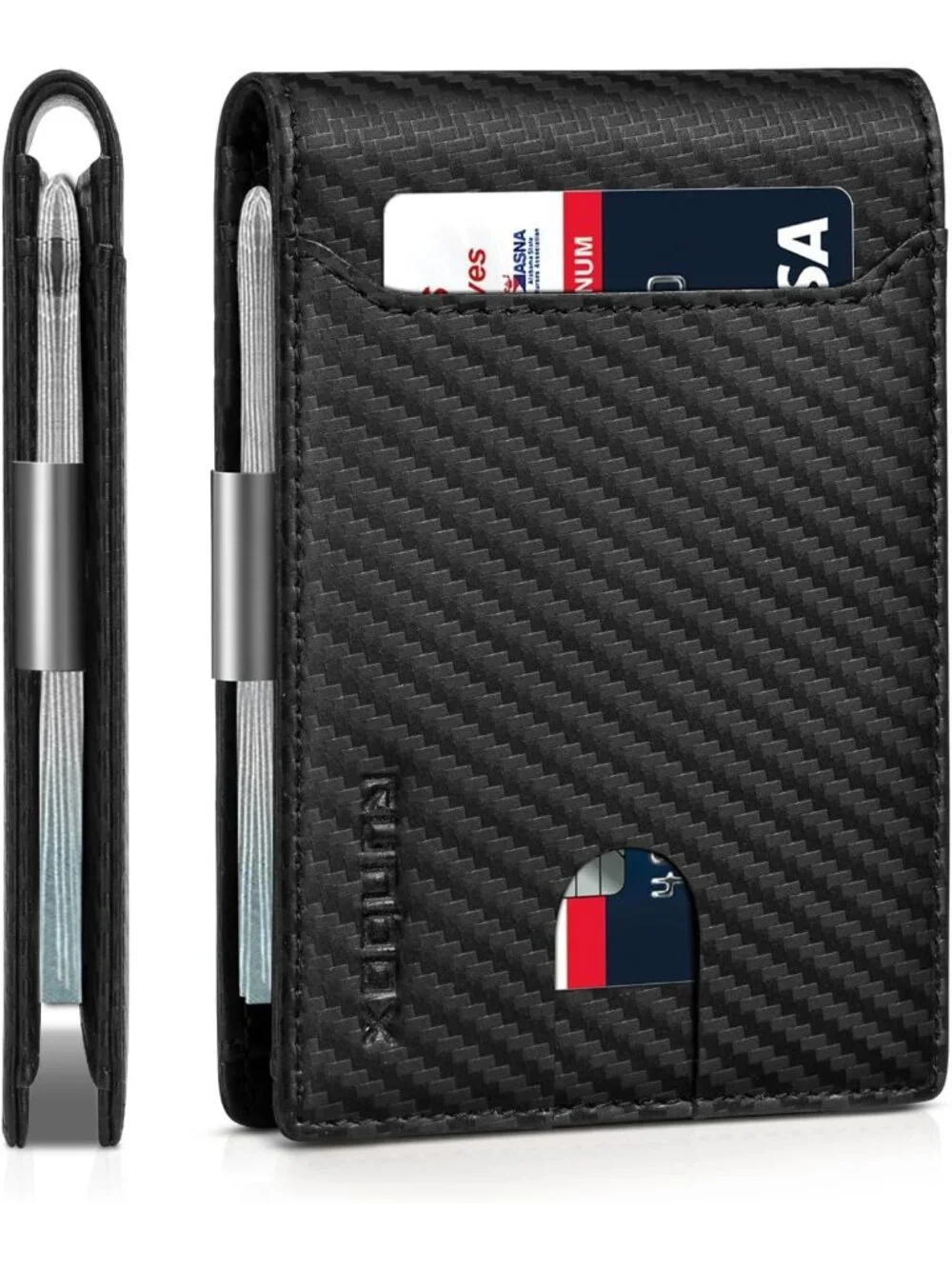 〽️Man Matt Black Leather Money RFID Blocking Pocket Bifold Credit Card Wallet